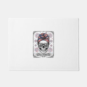 Patriotic Skull Fireworks Vintage Engraving Shirt_ Doormat