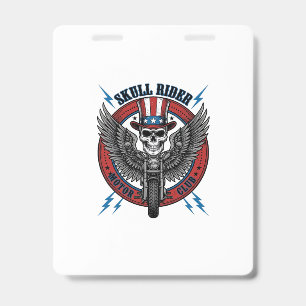 Patriotic Skull Motorcycle Eagle Vintage ID Badge