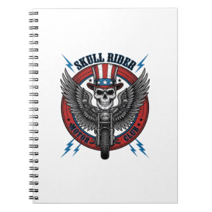 Patriotic Skull Motorcycle Eagle Vintage Notebook