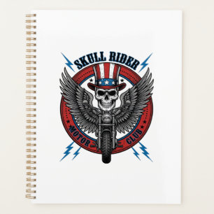 Patriotic Skull Motorcycle Eagle Vintage Planner