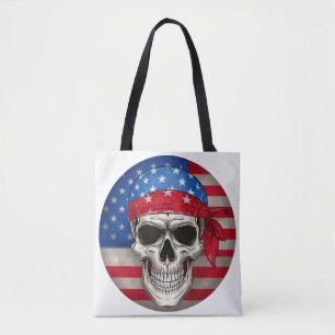 Patriotic Skull Tote Bag