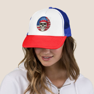 Patriotic Skull Trucker Hat