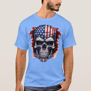 Patriotic Skull USA Skeleton 4th Of July US Americ T-Shirt