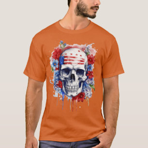 Patriotic Skull USA Skeleton 4th Of July US Americ T-Shirt