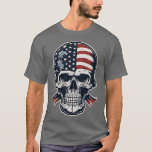 Patriotic Skull USA Skeleton 4th Of July US Americ T-Shirt