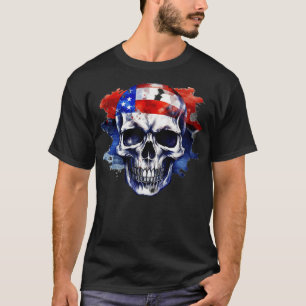 Patriotic Skull USA Skeleton 4th Of July US Americ T-Shirt