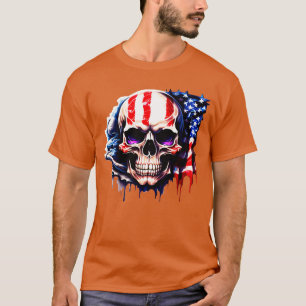 Patriotic Skull USA Skeleton 4th Of July US Americ T-Shirt
