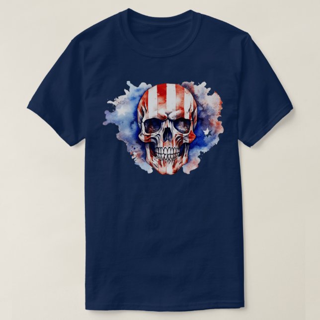 Patriotic Skull USA Skeleton 4th Of July US Americ T-Shirt (Design Front)