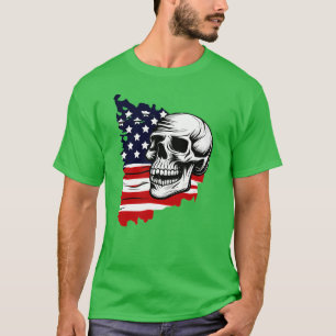 Patriotic Skull USA Skeleton 4th Of July US Americ T-Shirt