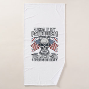 Patriotic Skull Vintage Engraving Quote Vector Des Bath Towel