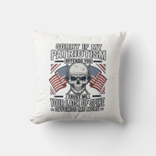 Patriotic Skull Vintage Engraving Quote Vector Des Cushion