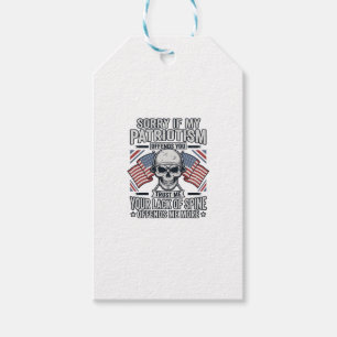 Patriotic Skull Vintage Engraving Quote Vector Des Gift Tags