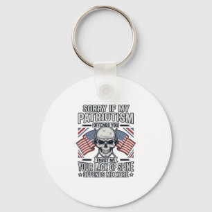 Patriotic Skull Vintage Engraving Quote Vector Des Key Ring