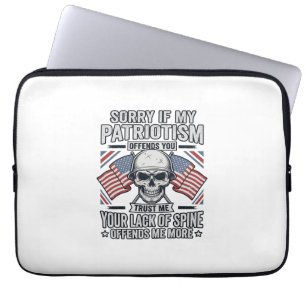 Patriotic Skull Vintage Engraving Quote Vector Des Laptop Sleeve