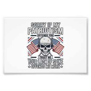 Patriotic Skull Vintage Engraving Quote Vector Des Photo Print