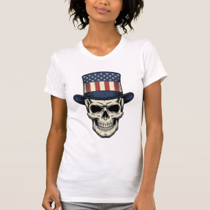 Patriotic Skull Vintage Engraving Shirt Design_1