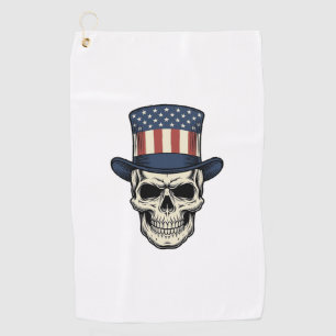 Patriotic Skull Vintage Engraving Shirt Design_1 Golf Towel