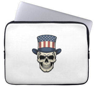 Patriotic Skull Vintage Engraving Shirt Design_1 Laptop Sleeve