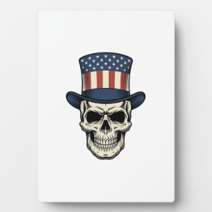 Patriotic Skull Vintage Engraving Shirt Design_1 Plaque
