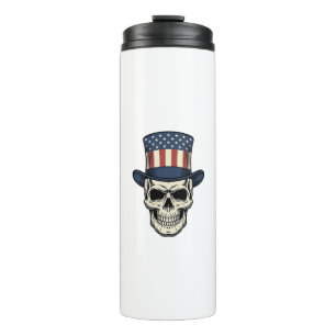 Patriotic Skull Vintage Engraving Shirt Design_1 Thermal Tumbler