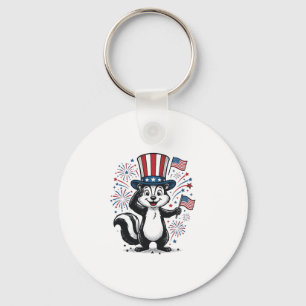 Patriotic Skunk Vintage Fireworks Graphic Shirt_1 Key Ring