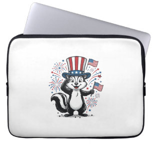 Patriotic Skunk Vintage Fireworks Graphic Shirt_1 Laptop Sleeve
