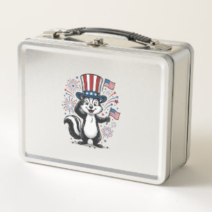Patriotic Skunk Vintage Fireworks Graphic Shirt_1 Metal Lunch Box