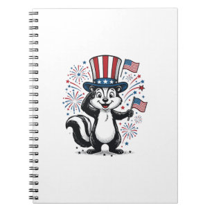 Patriotic Skunk Vintage Fireworks Graphic Shirt_1 Notebook