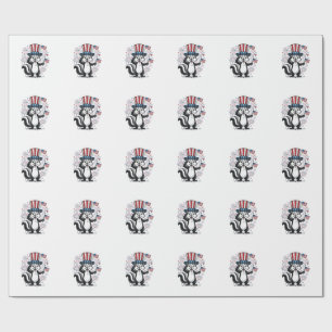 Patriotic Skunk Vintage Fireworks Graphic Shirt_1 Wrapping Paper
