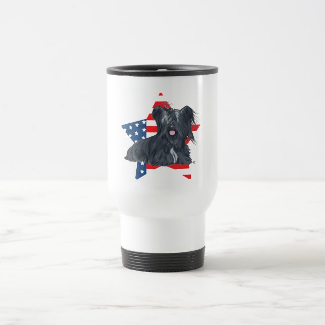 Patriotic Skye Terrier Travel Mug (Center)