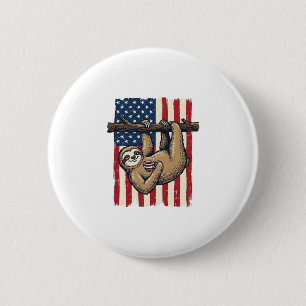 Patriotic Sloth Vintage Engraving Shirt Design_1 6 Cm Round Badge