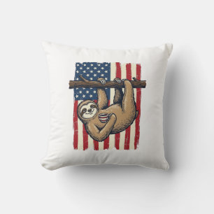 Patriotic Sloth Vintage Engraving Shirt Design_1 Cushion