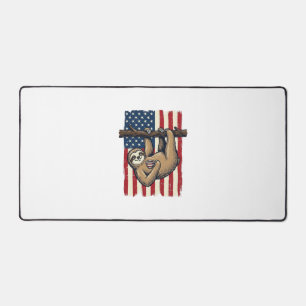 Patriotic Sloth Vintage Engraving Shirt Design_1 Desk Mat