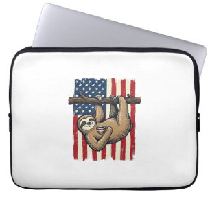 Patriotic Sloth Vintage Engraving Shirt Design_1 Laptop Sleeve