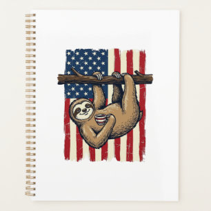 Patriotic Sloth Vintage Engraving Shirt Design_1 Planner