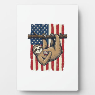 Patriotic Sloth Vintage Engraving Shirt Design_1 Plaque