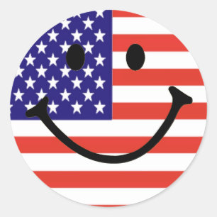 Patriotic Smile Face Classic Round Sticker