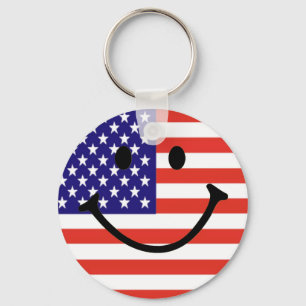 Patriotic Smile Face Key Ring