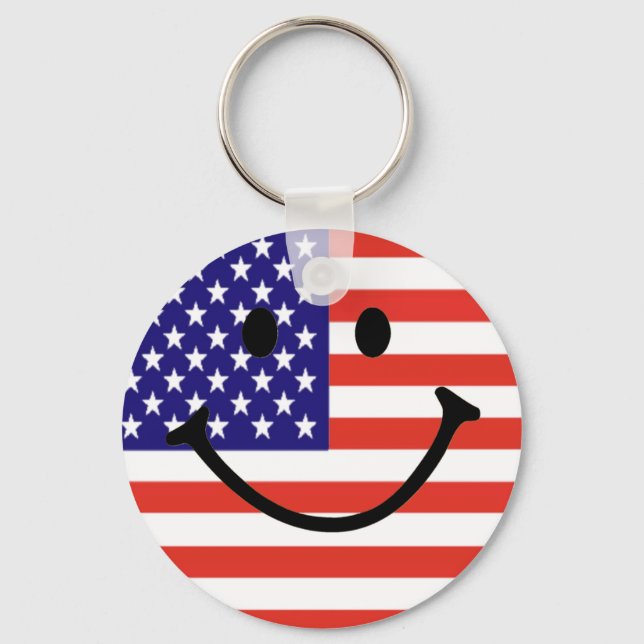 Patriotic Smile Face Key Ring (Front)