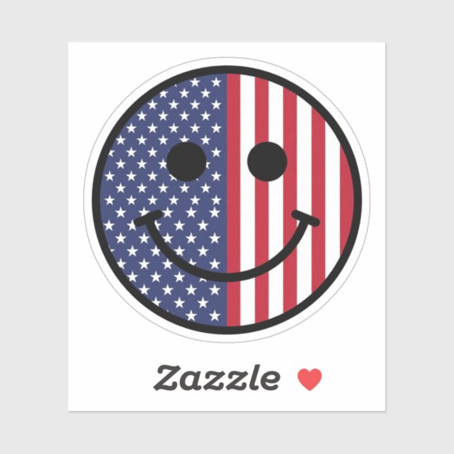 Patriotic Smiley Face American Flag Red White Blue (Sheet)