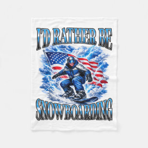 Patriotic snowboarding american flag winter sport fleece blanket