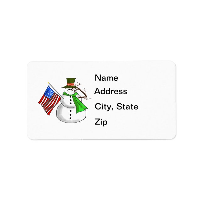Patriotic Snowman Address Labels (Front)