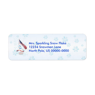 Patriotic Snowman Christmas Return Address Label