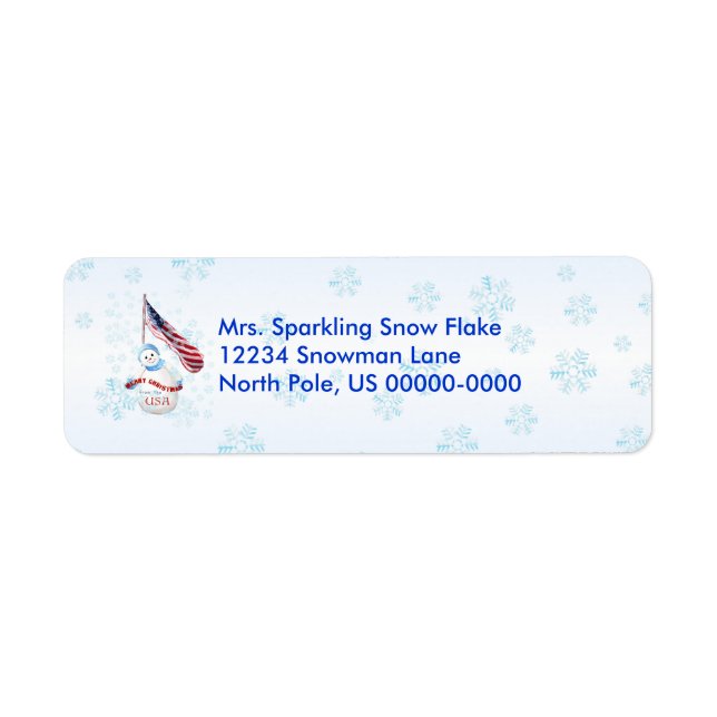 Patriotic Snowman Christmas Return Address Label (Front)