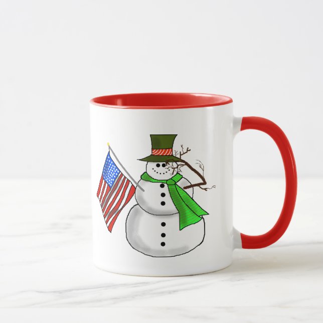 Patriotic Snowman Giving A Salute Mug (Right)