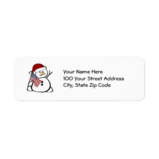 Patriotic Snowman Return Address Label