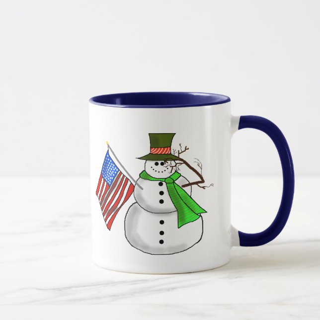 Patriotic Snowman Saluting Mug - Customise It. (Right)