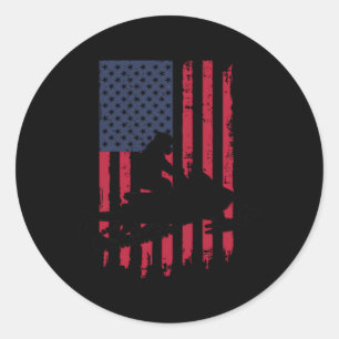 Patriotic Snowmobile Rider Usa Flag Winter Sports Classic Round Sticker