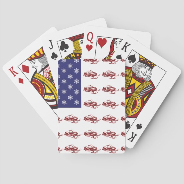 Patriotic Snowmobiling Playing Cards (Back)