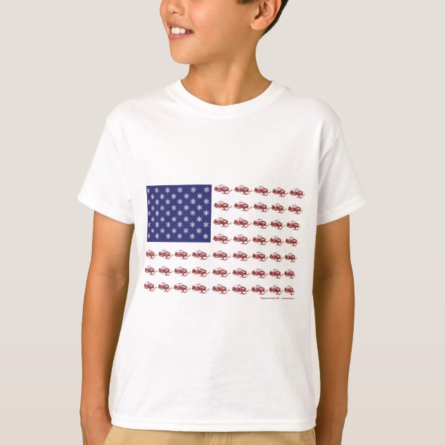 Patriotic Snowmobiling T-Shirt (Front)